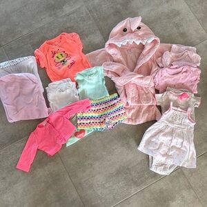 13 Piece Girls Carters, Garanimals, Baby Aspen Swaddles Bundle -Size Newborn